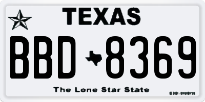 TX license plate BBD8369