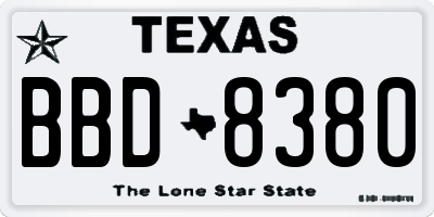 TX license plate BBD8380