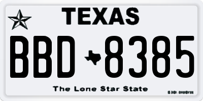 TX license plate BBD8385