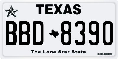 TX license plate BBD8390