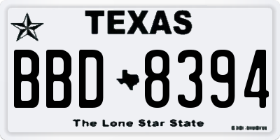 TX license plate BBD8394