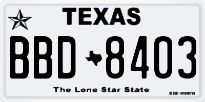 TX license plate BBD8403