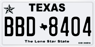 TX license plate BBD8404