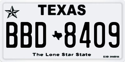 TX license plate BBD8409