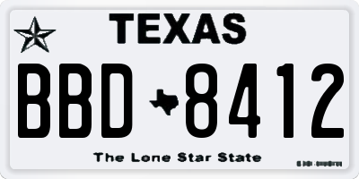 TX license plate BBD8412