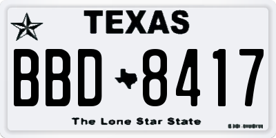 TX license plate BBD8417