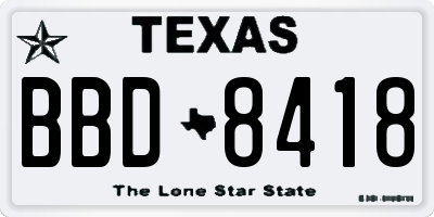 TX license plate BBD8418