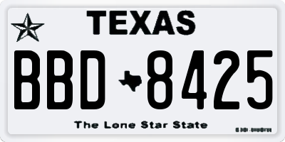 TX license plate BBD8425