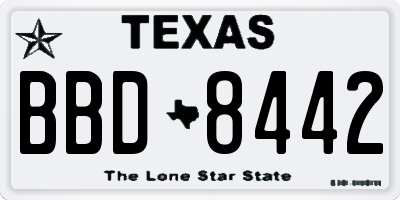 TX license plate BBD8442