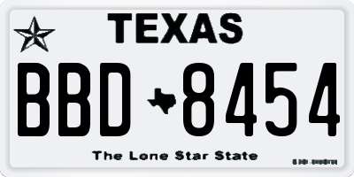 TX license plate BBD8454