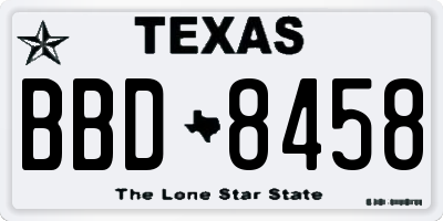 TX license plate BBD8458