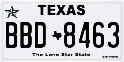 TX license plate BBD8463