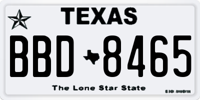 TX license plate BBD8465
