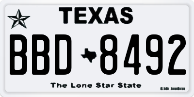 TX license plate BBD8492