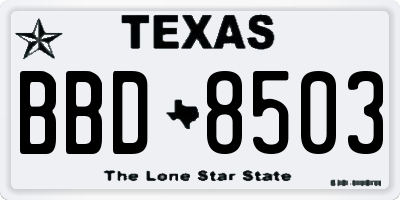 TX license plate BBD8503