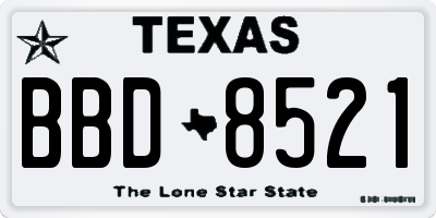 TX license plate BBD8521