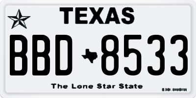 TX license plate BBD8533