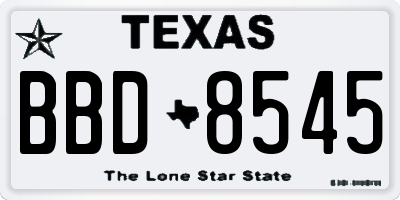 TX license plate BBD8545