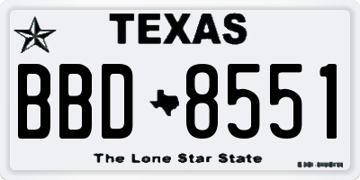 TX license plate BBD8551