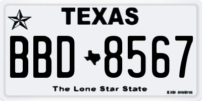 TX license plate BBD8567