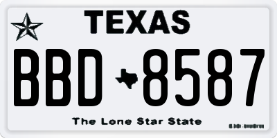 TX license plate BBD8587