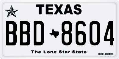 TX license plate BBD8604