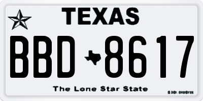 TX license plate BBD8617