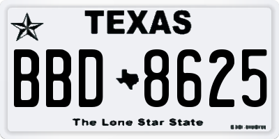 TX license plate BBD8625