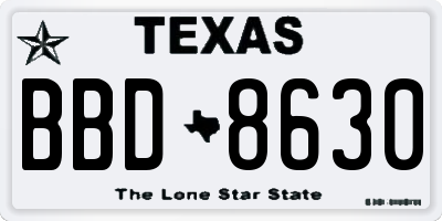 TX license plate BBD8630