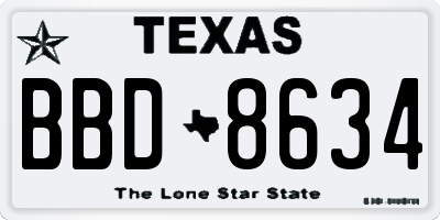 TX license plate BBD8634