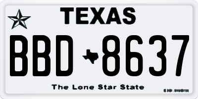 TX license plate BBD8637