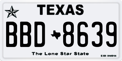 TX license plate BBD8639