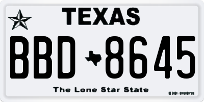 TX license plate BBD8645