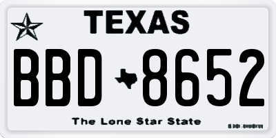 TX license plate BBD8652
