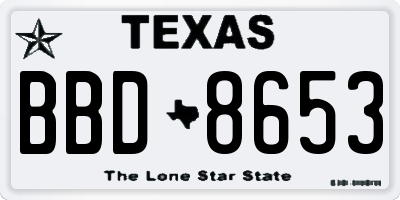 TX license plate BBD8653