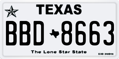 TX license plate BBD8663