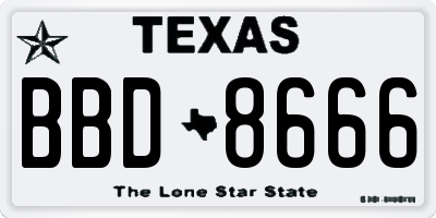 TX license plate BBD8666