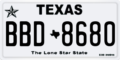 TX license plate BBD8680