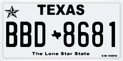 TX license plate BBD8681