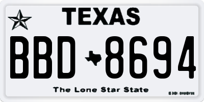 TX license plate BBD8694