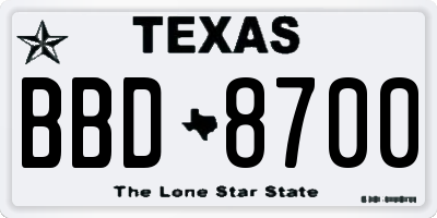 TX license plate BBD8700