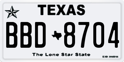 TX license plate BBD8704