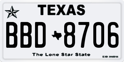 TX license plate BBD8706