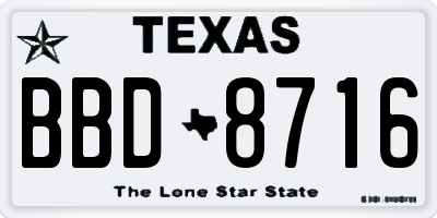 TX license plate BBD8716