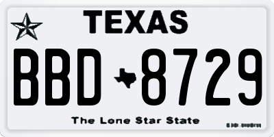 TX license plate BBD8729