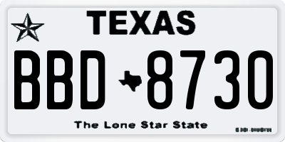 TX license plate BBD8730