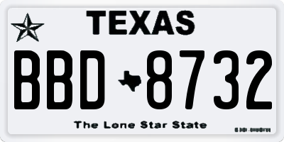TX license plate BBD8732