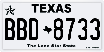 TX license plate BBD8733