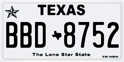 TX license plate BBD8752