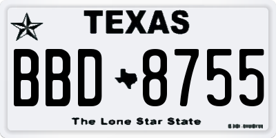 TX license plate BBD8755